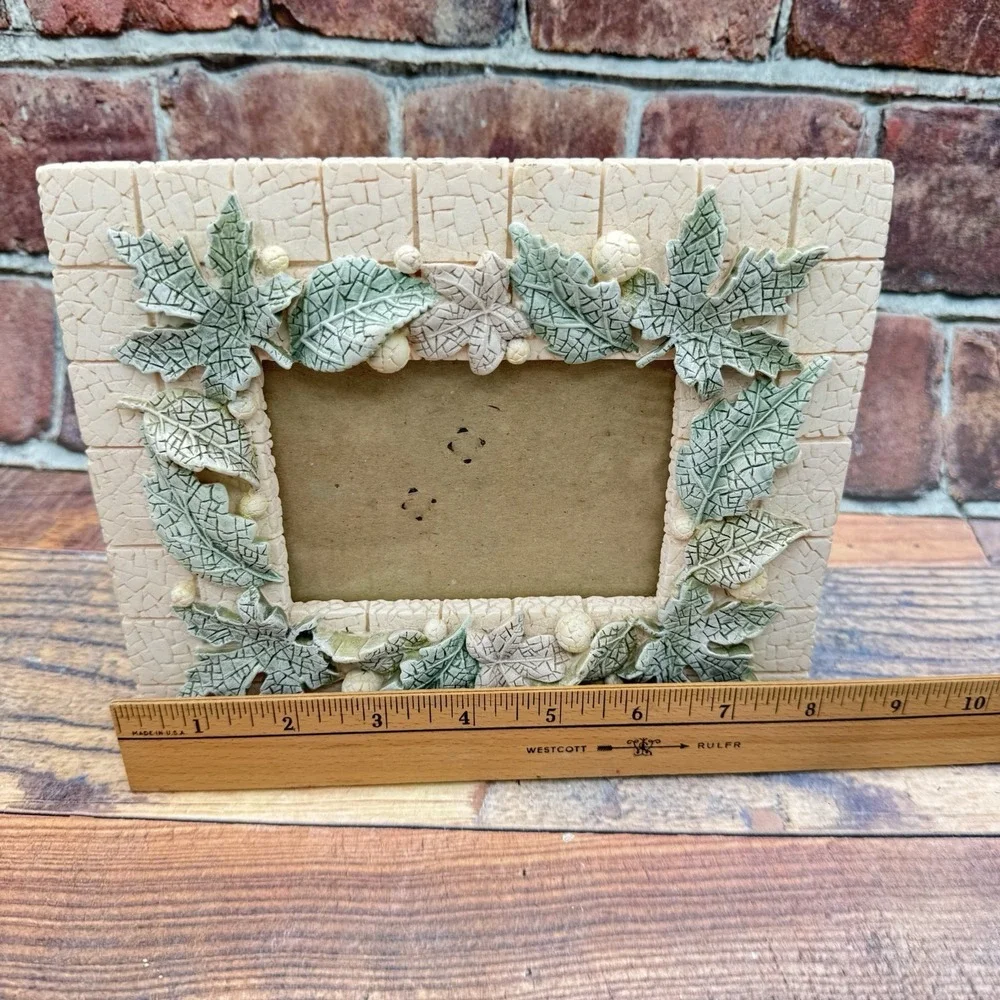 3D Nature Resin Picture Frame Maple Leaf Faux Stone Rustic 3.5x5 Photo Y2K 1990s